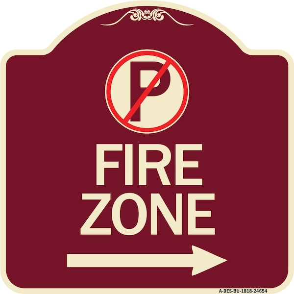No Parking Symbol and Right Arrow Heavy-Gauge Aluminum Architectural Sign, 18" x 18", BU-1818-24654